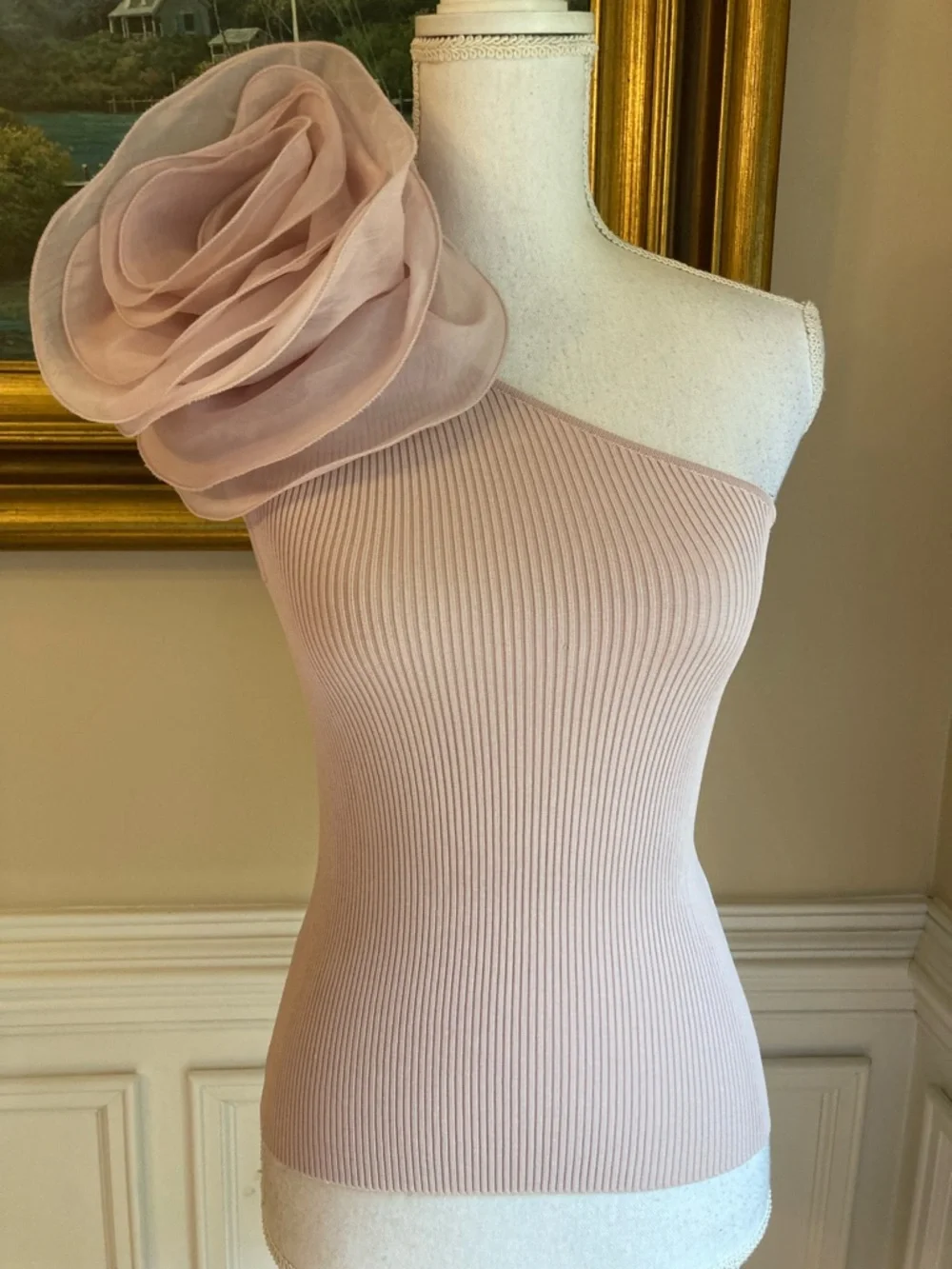 ZARA Lavender 3D Big Flower One Shoulder Top - Picture 3 of 13